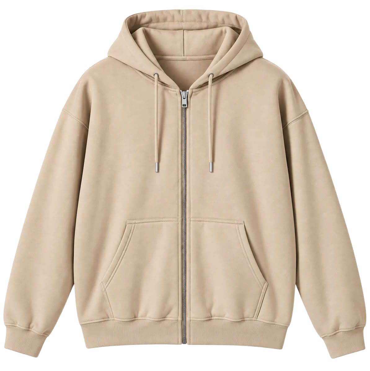 Sand beige unisex zip-up hoodie