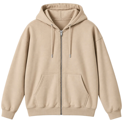 Sand beige unisex zip-up hoodie