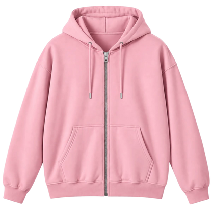 Blush pink unisex zip-up hoodie