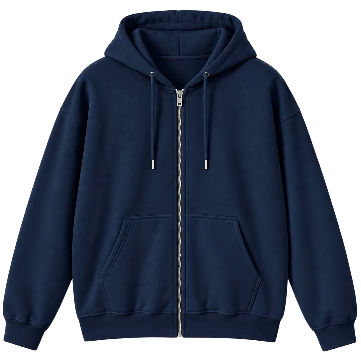Navy unisex zip-up hoodie