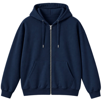 Navy unisex zip-up hoodie