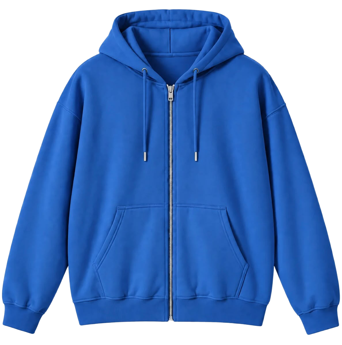 Royal blue unisex zip-up hoodie