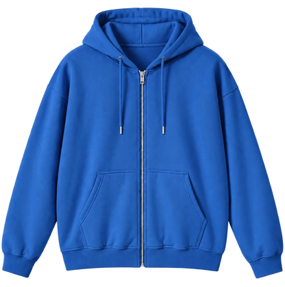 Royal blue unisex zip-up hoodie