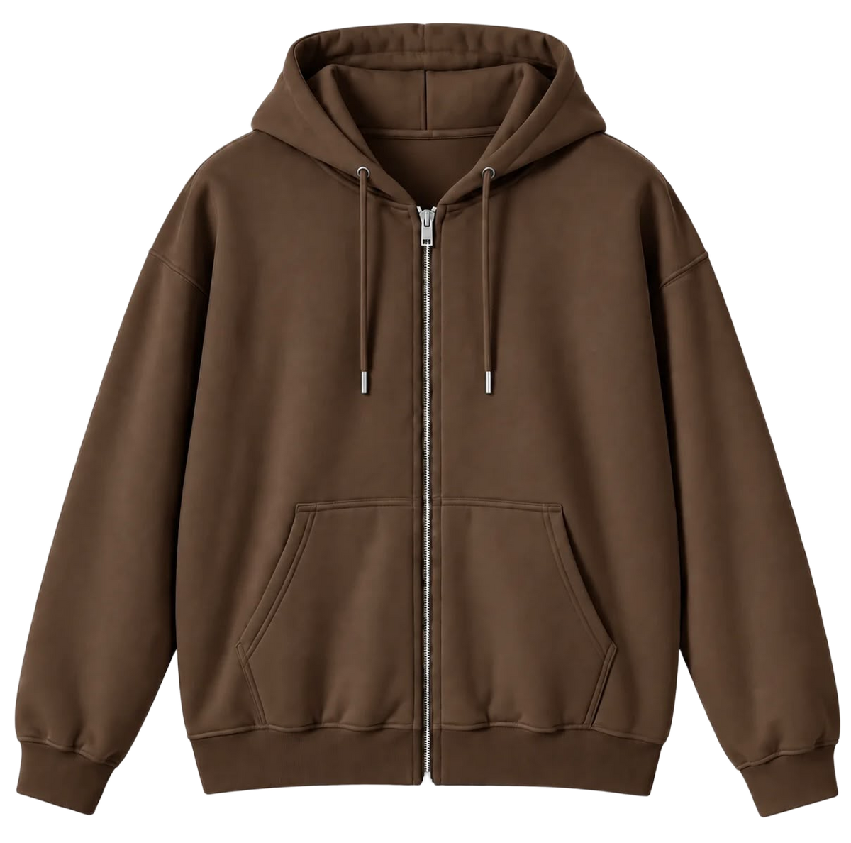 Chocolate brown unisex zip-up hoodie