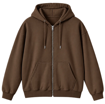 Chocolate brown unisex zip-up hoodie