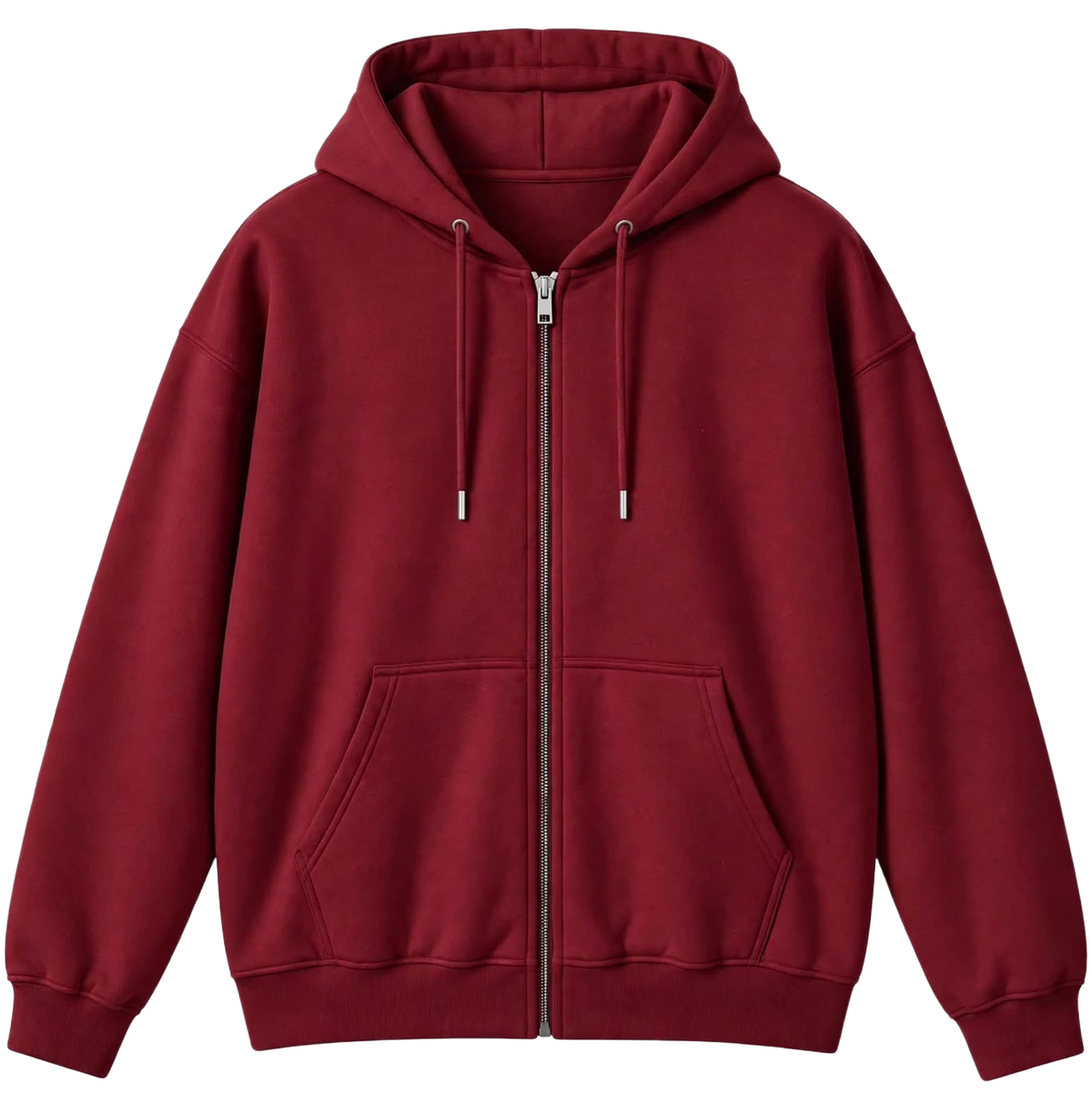 Burgundy unisex zip-up hoodie