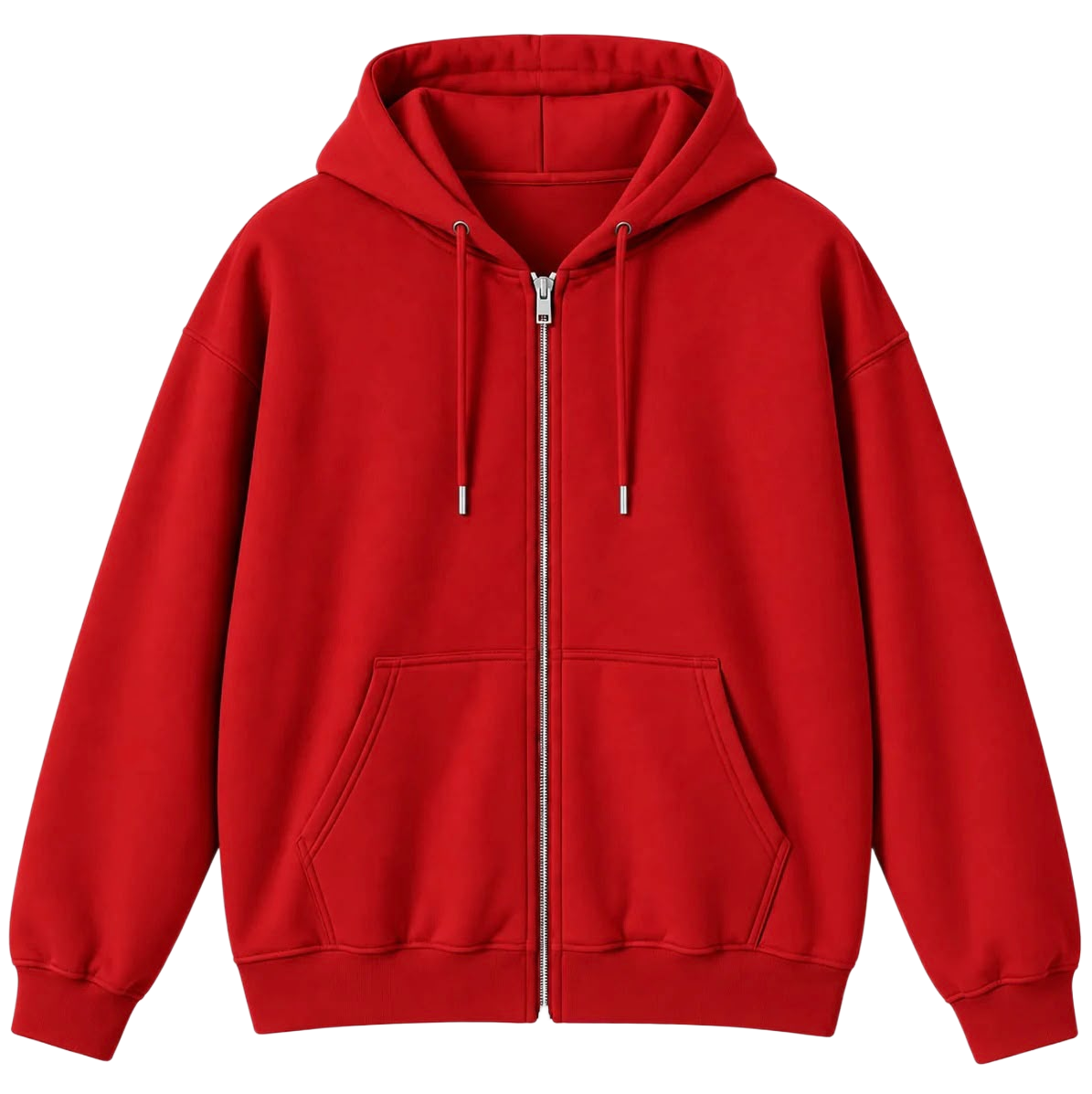 Bright red unisex zip-up hoodie