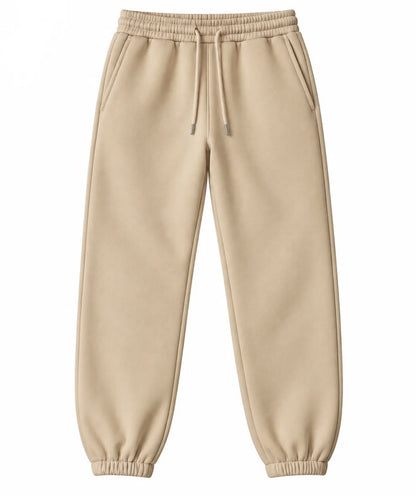 Beige unisex jogger sweatpants with drawstring waist