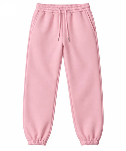 White unisex jogger sweatpants with drawstring waist